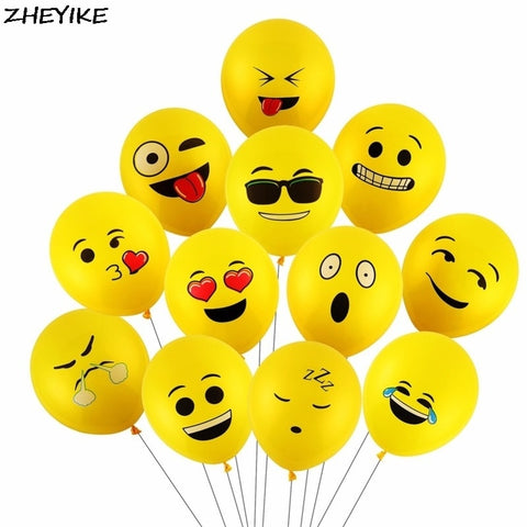 ZHEYIKE 5/10pcs Smiley Face Emoji Air Balloons Happy Birthday Party Helium Balloon Decor Wedding Festival Balon Party Supplies