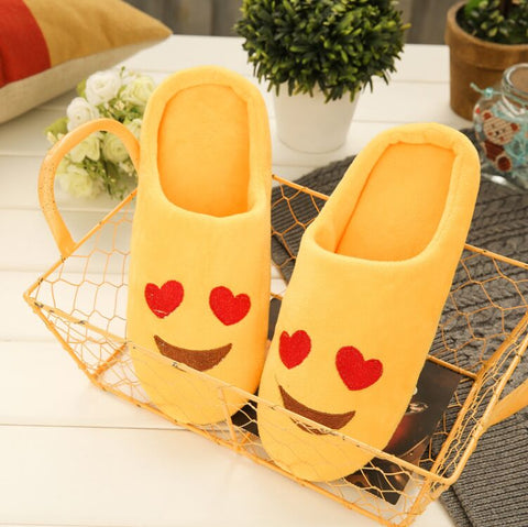 Cute Emoji Smiley Face Home Slippers Soft Bottom Indoor Shoes Wood Floor Half Pack Cozy Soft Stuffed House Shoes Cotton Pantufas